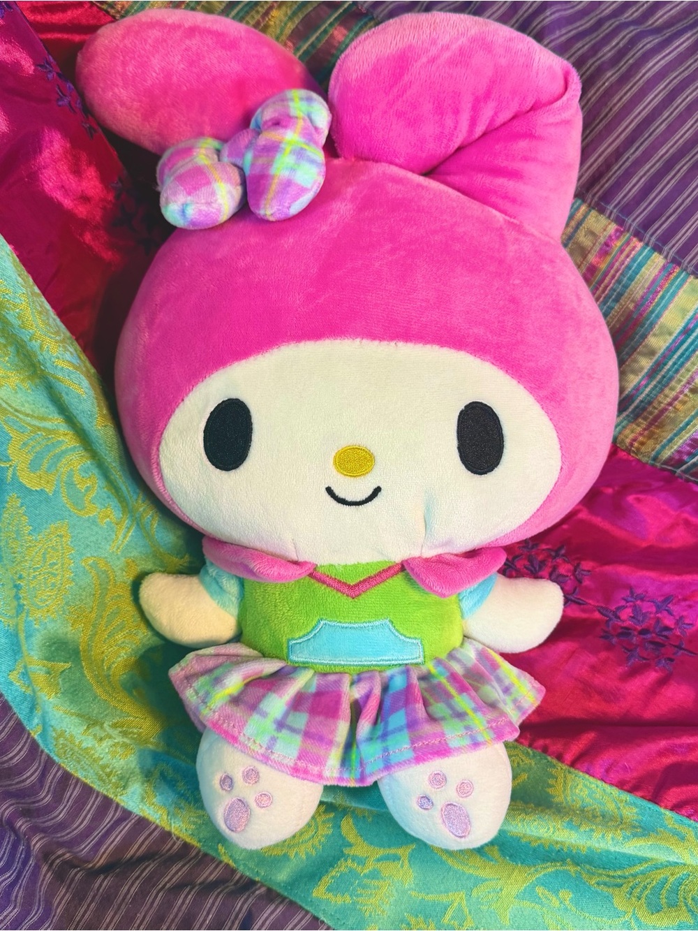 My Melody Cute Plaid Summer Dress Plush Doll 12”